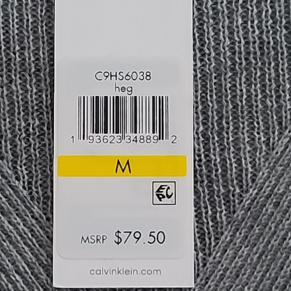 Calvin Klein Layered Sweater Faux Shirt Hem Gray White M NWT - Picture 8 of 11